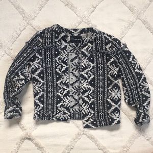 🖤Black & White Geometric Fringe Jacket/Blazer | S